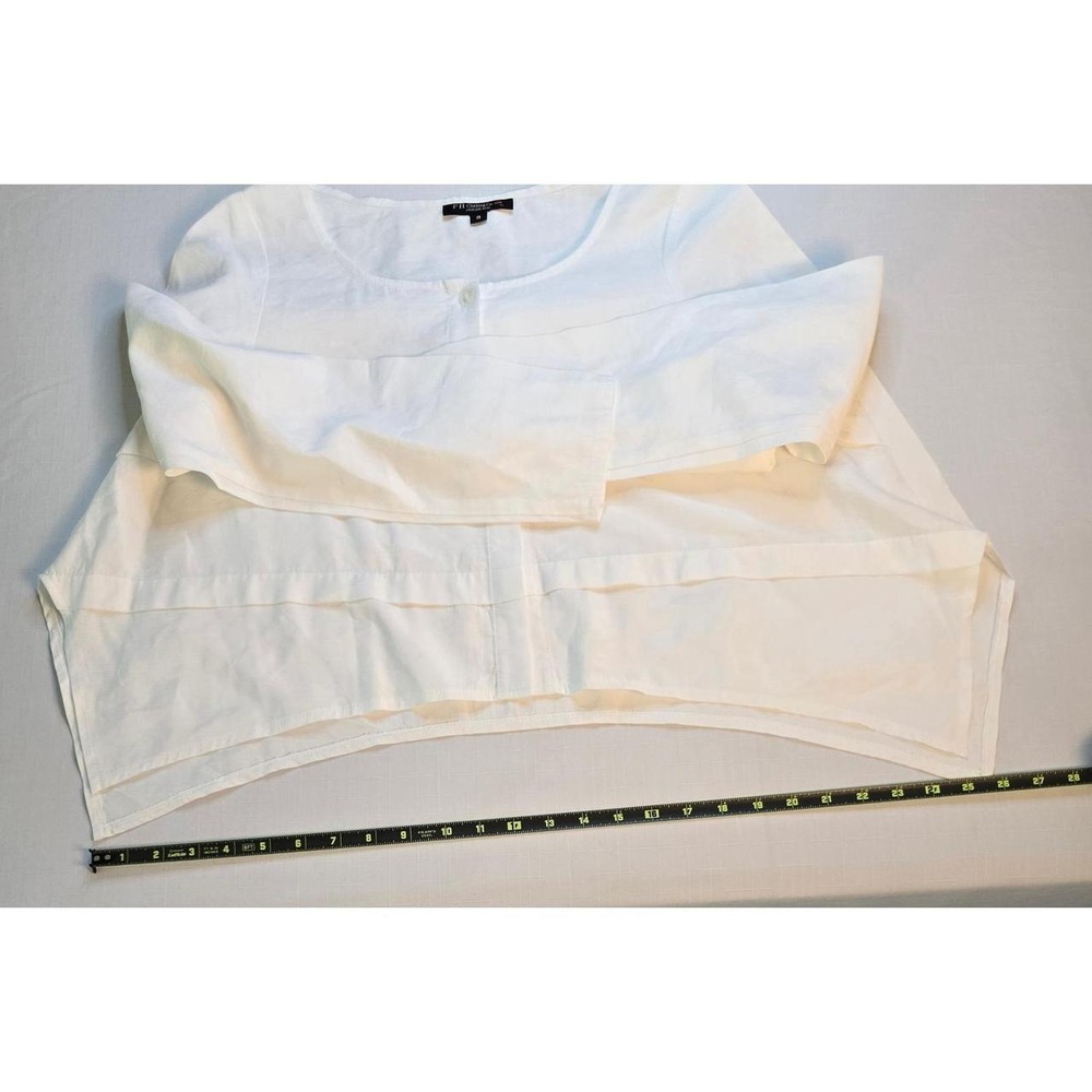 FH Clothing Co White Button Down Tunic Top Long Sleeve Coastal Old Money Small - Picture 7 of 8